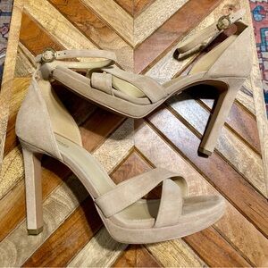 Michael Kors Tan Strappy Heels with Platform Sole